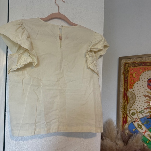 Used , TCEC  Women’s Ruffle Sleeve Top, Cream Colored, Size Medium - Picture 3 of 4
